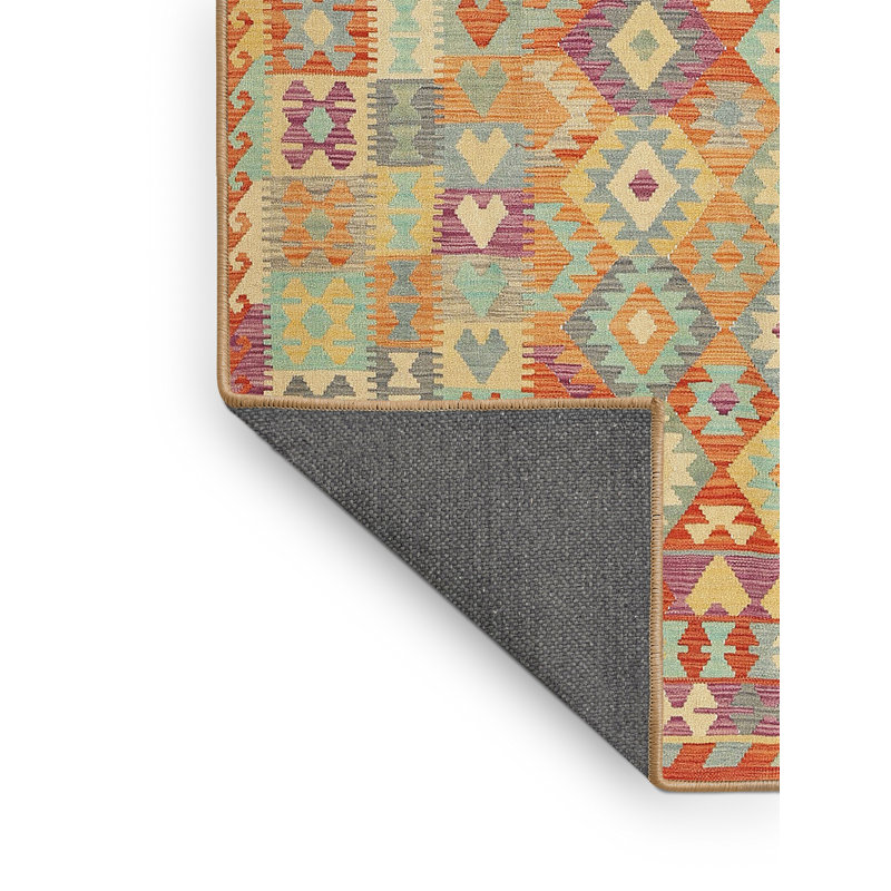 Tapis orange/jaune/vert contemporain Agusta, Rectangle 6 pi 0 po x 9 pi 0 po