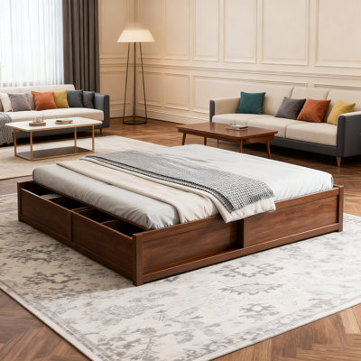 Lit plateforme très grand en bois antique