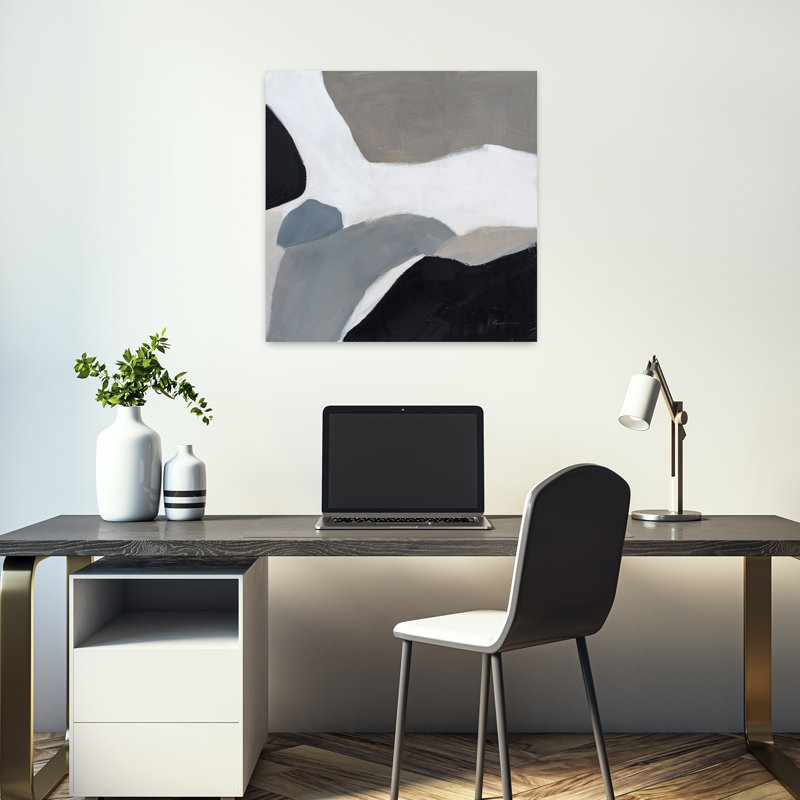 Faze contemporaine avec art abstrait noir, H 18 po x l 18 po