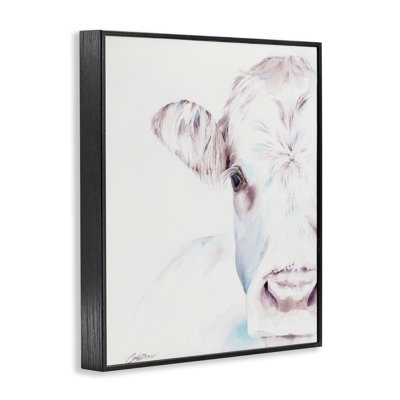 Gentle White Cow Portrait Framed Giclee, design by Cady Driver