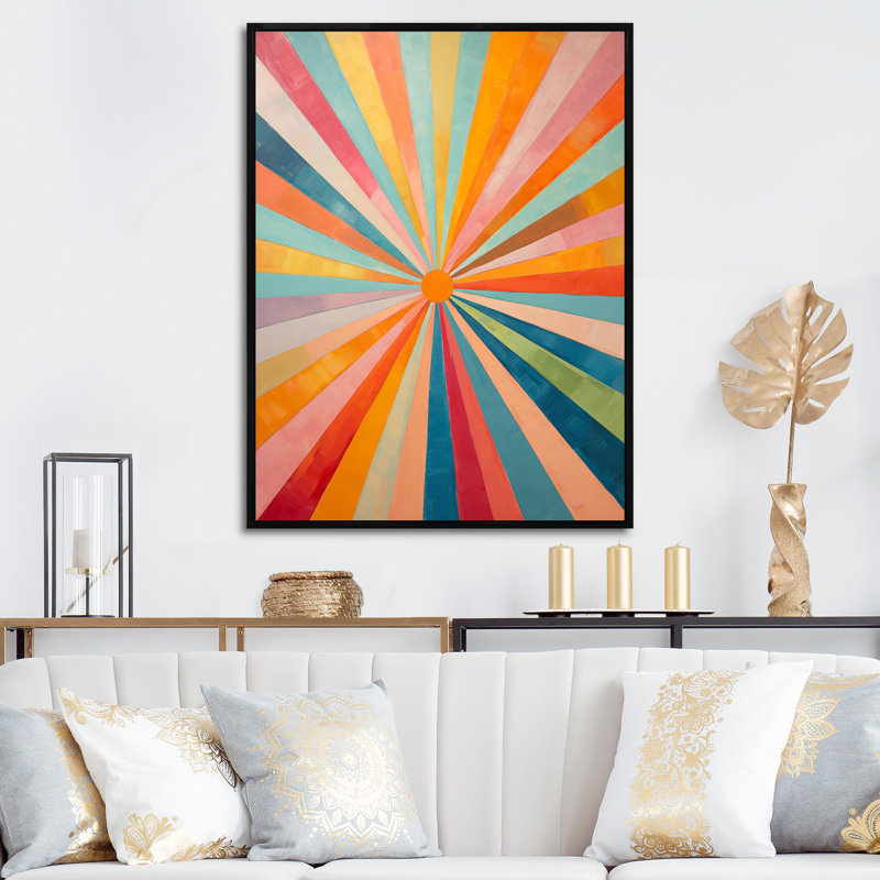 «Colorful Mid Century Optical Serenade I», reproduction d'art sur toile abstraite, H 20 po x l 12 po x P 1 po