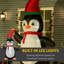 Pingouin tenant une canne de Noël gonflable