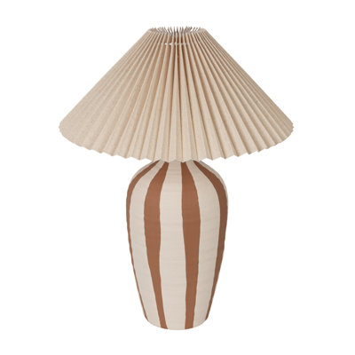 Stoneware Table Lamp with Pleated Shade