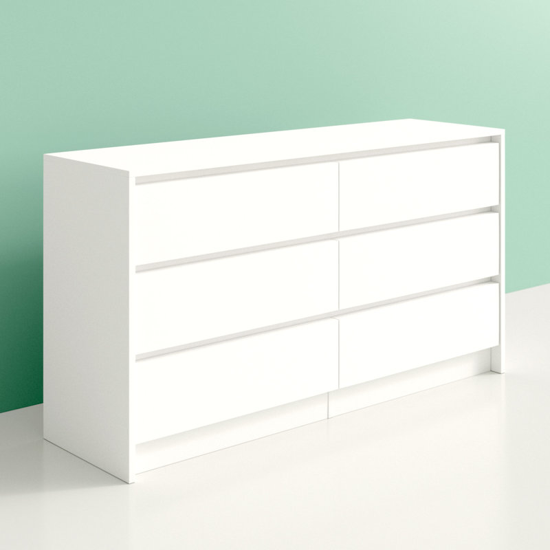 Barker Ridge 6 Drawer Double Dresser, White, 75cm x 120cm x 40cm