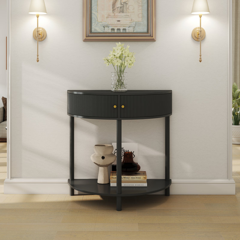 Console demi-lune Artisan, Gris foncé