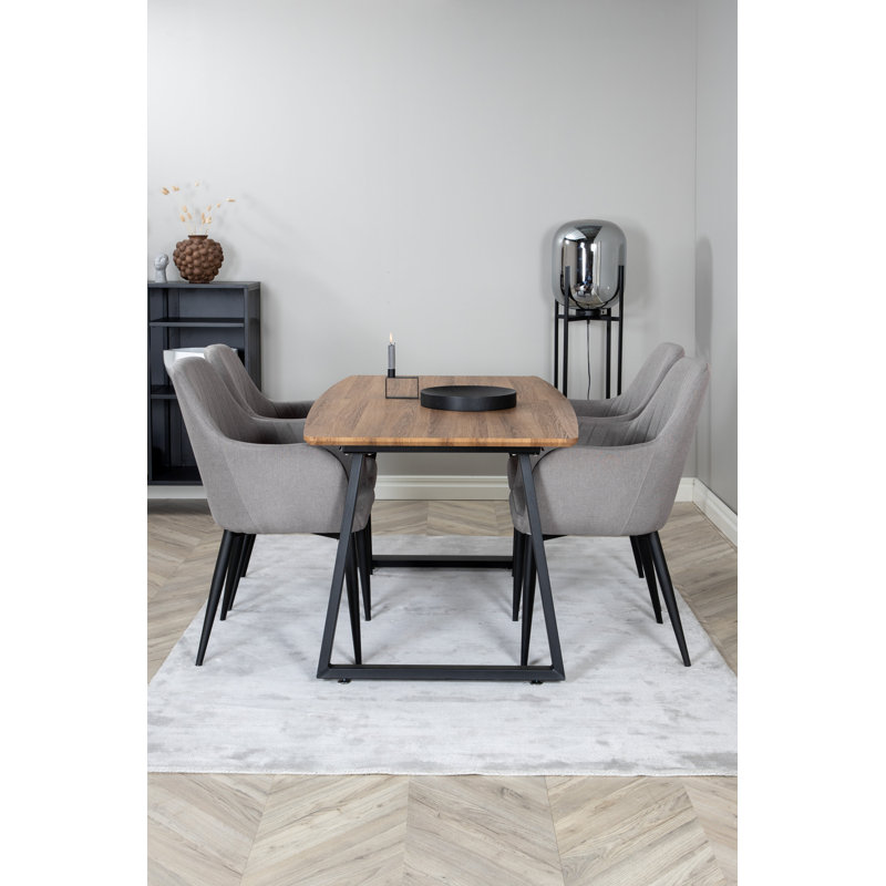 Zebediah 4 - Person Dining Set, Brown, Grey, Grey