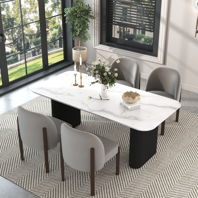 Ensemble de table à manger moderne avec chaises rembourrées 4/6, ensemble de cuisine de ferme pour petits espaces, dinging, cuisine