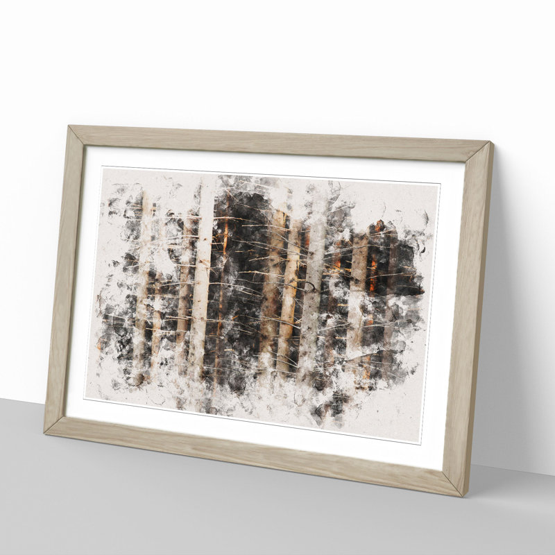 Bare Trees - Picture Frame Graphic Art, 27cm H x 36cm W x 2cm D, Oak