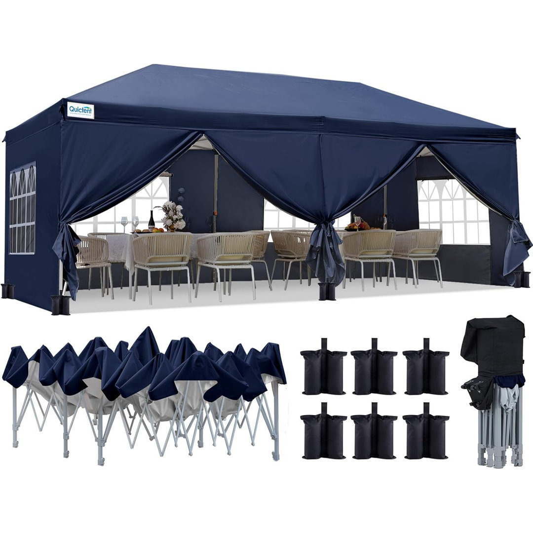 3x6m (10x20ft) Pop Up Canopy Gazebo with Removable Sidewalls, Adjustable Height Event Shelter