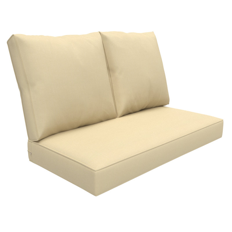 Sunbrella Outdoor Loveseat Cushion, Deep Seat/Back Replacement Cushion 5 Inch, Canvas Antique Beige