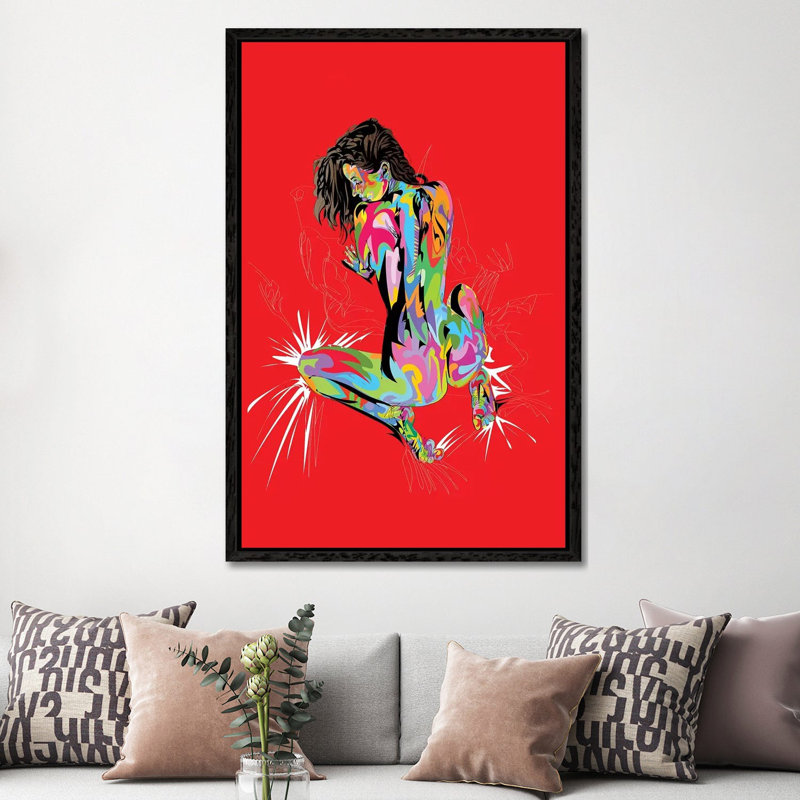 Booty On The Sheets - Print on Canvas, Black Floater Framed, 66.04cm H x 45.72cm W x 3.81cm D