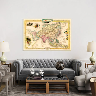Antique Map Of Asia (1851) by John Tallis - Wrapped Canvas Painting