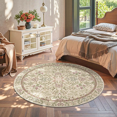 Floral Machine Washable Area Rug