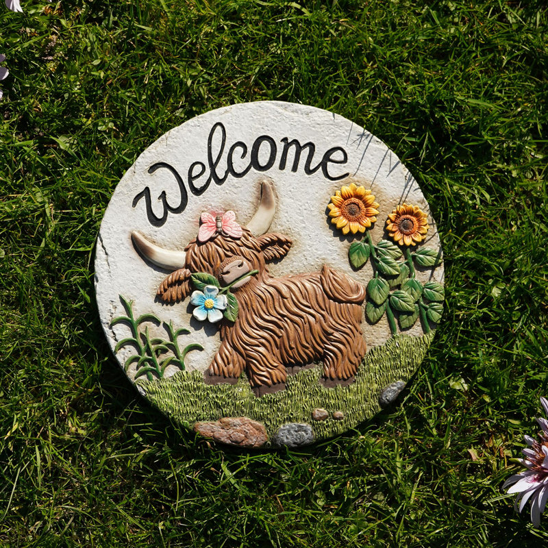  Cement Stepping Stone Highland Cow