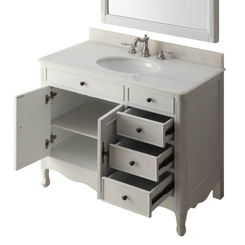Benton Collection 38 Inch Daleville Distressed Gray Cottage Style Bathroom Sink Vanity, Distressed Vintage Gray