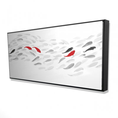 Swimming fish wave - 24"x48" Framed canvas