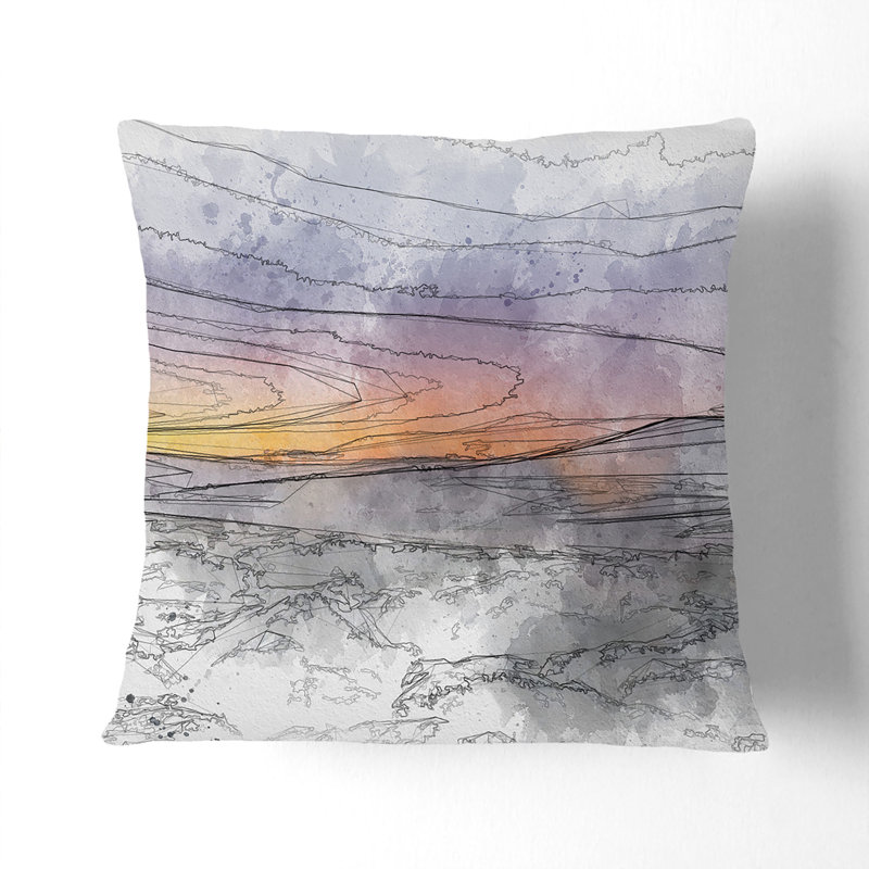 Abstract Square Throw Cushion, White, 55cm H x 55cm W x 20cm D