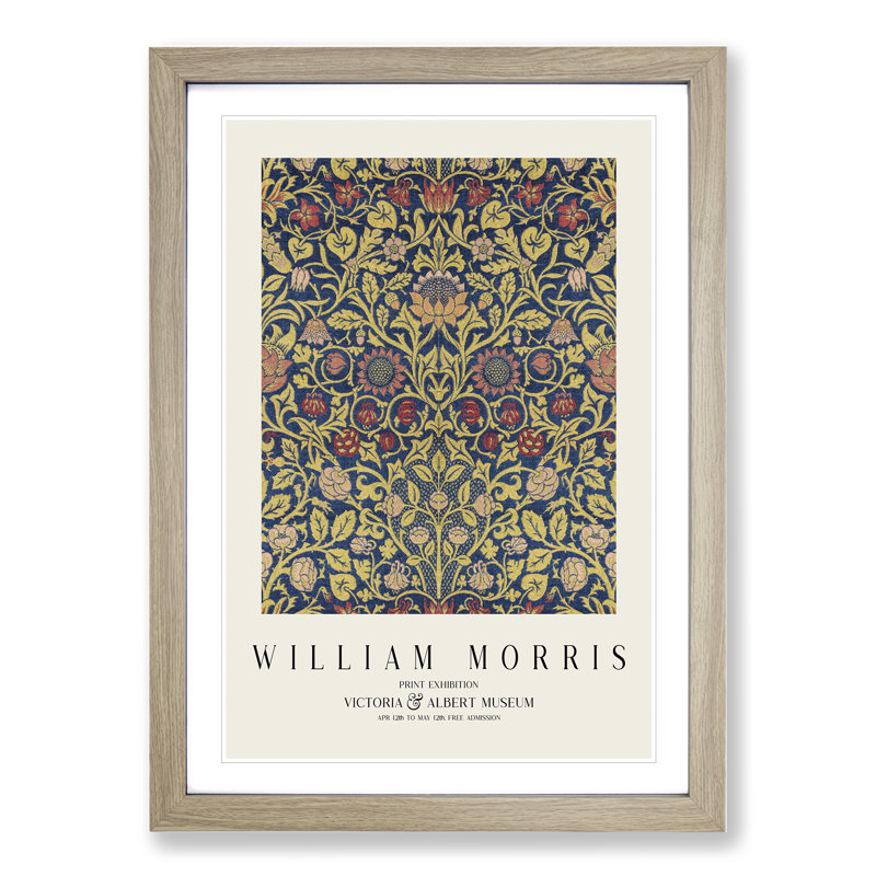 Violet and Columbine Vol.2 by William Morris - Picture Frame Art Prints, Oak, 36cm H x 27cm W x 2cm D