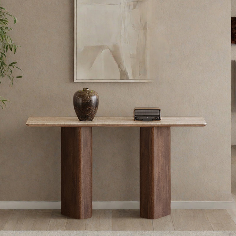 Console de style chinois, H 33,5 po x l 39,4 po x P 13,8 po, Noyer
