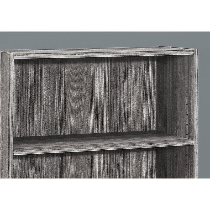 36"H, 4 Tier, Bookcase, Bookshelf, Grey Laminate, Transitional, Office, Bedroom, Space Saving, 2 Adjustable Shelves, 1 Fixed Shelf, Assembly Tier 36"H Laminate Bookshelf Bookcase Transitional For