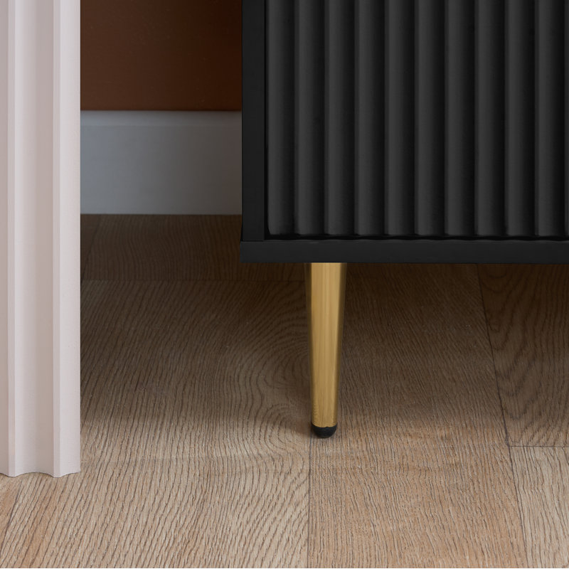 Bethzaida 2 Door Fluted Wardrobe, Matte Black