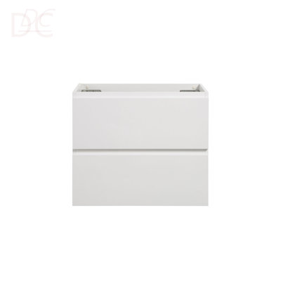 Meuble-lavabo mural SANS lavabo, couleur blanche, avec deux tiroirs, pré-assemblé