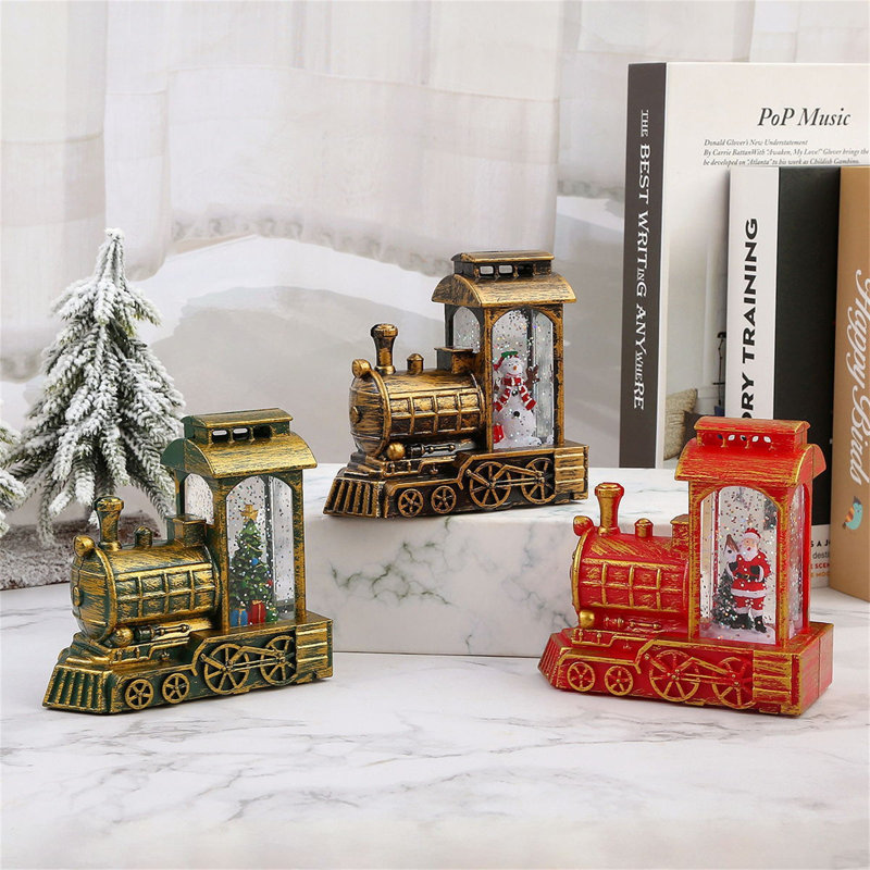 Décorations de Noël en forme de train rempli de Père Noël, lanternes de vent, veilleuses, ornements de table, 100 ml