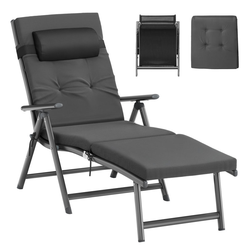183cm Long Single Chaise, Black/Black