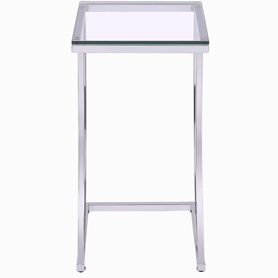 Draper Chrome rectangular glass-top sofa side table
