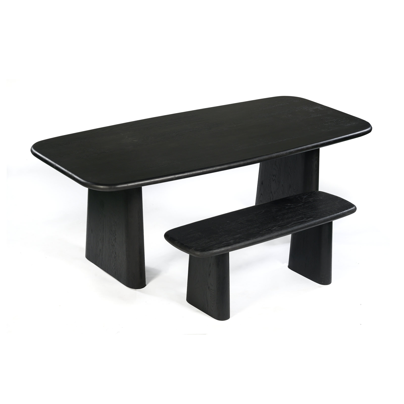 Daymon Solid Wood Dining Bench, Black