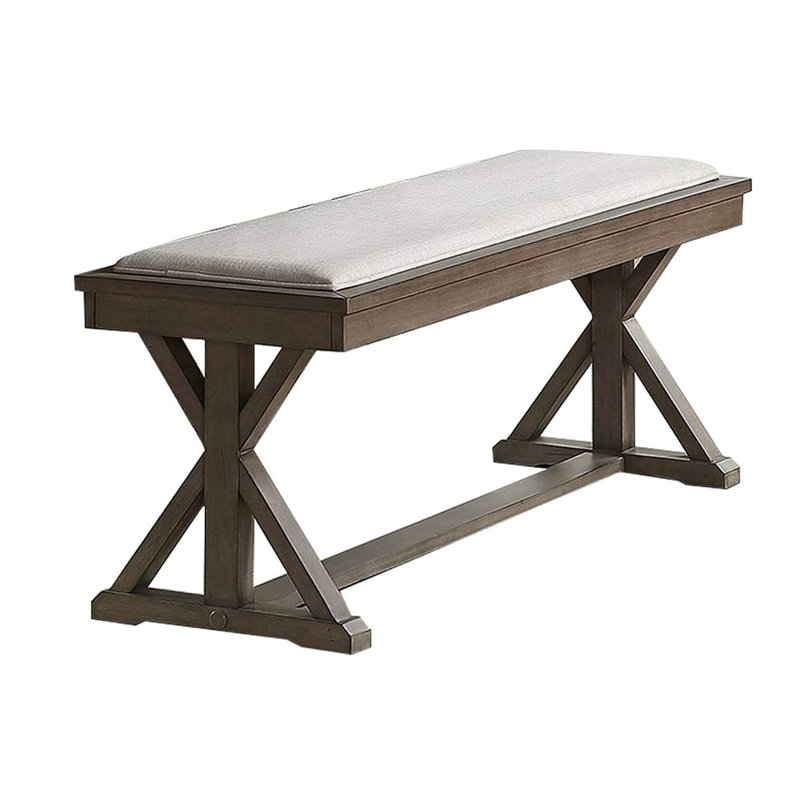 Banc de salle à manger en placage de bois massif gris cendré avec pieds à la mode et base contemporaine