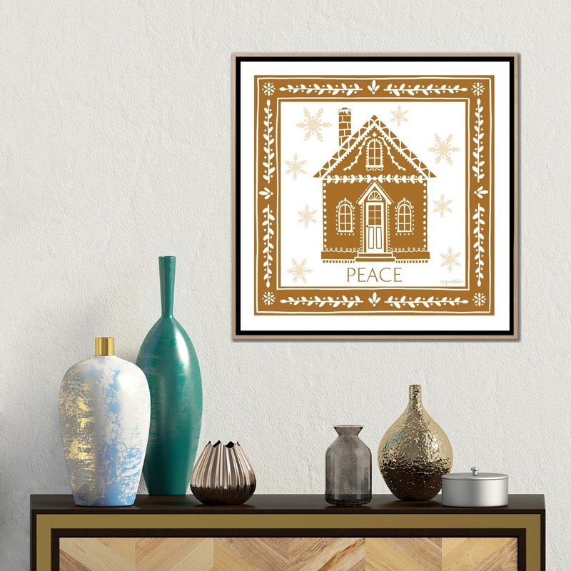«Gingerbread Christmas House», reproduction d'art sur toile encadrée, H 18 po x l 18 po, Beige