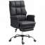 Fauteuil de bureau ergonomique en cuir de polyuréthane avec repose-pieds, fauteuil inclinable et pivotant HOMcom, noir-2088399610