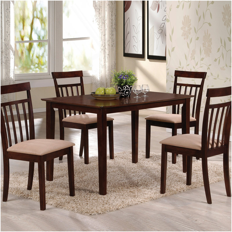 Espresso And Beige 5-Piece Dining Set