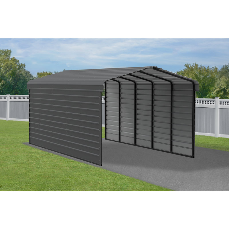 Steel Carport With 2 Side Wall Kits, 12X24X9, Black