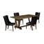 L'ensemble de table de cuisine 5 pièces se compose d'une table de salle à manger jacobine vieillie et de 4 chaises de salle à manger en similicuir noir - finition jacobine vieillie-1879370410-1881019345-1881019357
