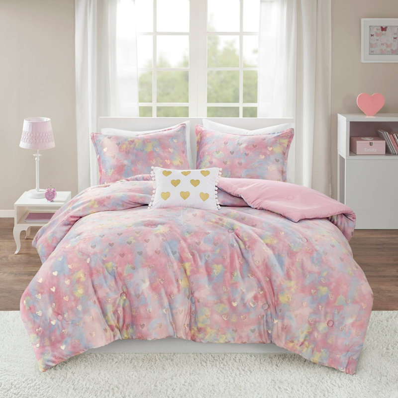 Metallic Printed   Comforter Set with Throw Pillow Full/Queen, Full/Queen Sheet Set + 3 Additional Pieces