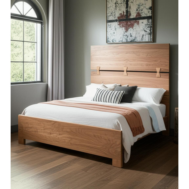 Structure de lit brun en bois massif