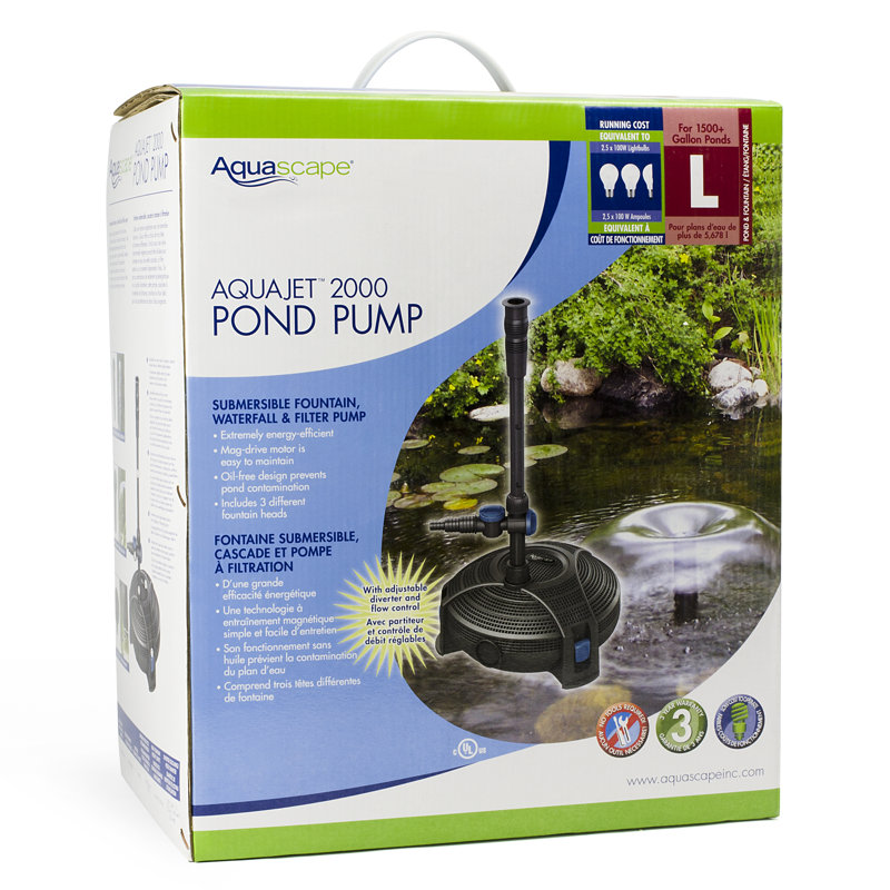 AquaJet 2000 Black Submersible Pond Fountain Pump