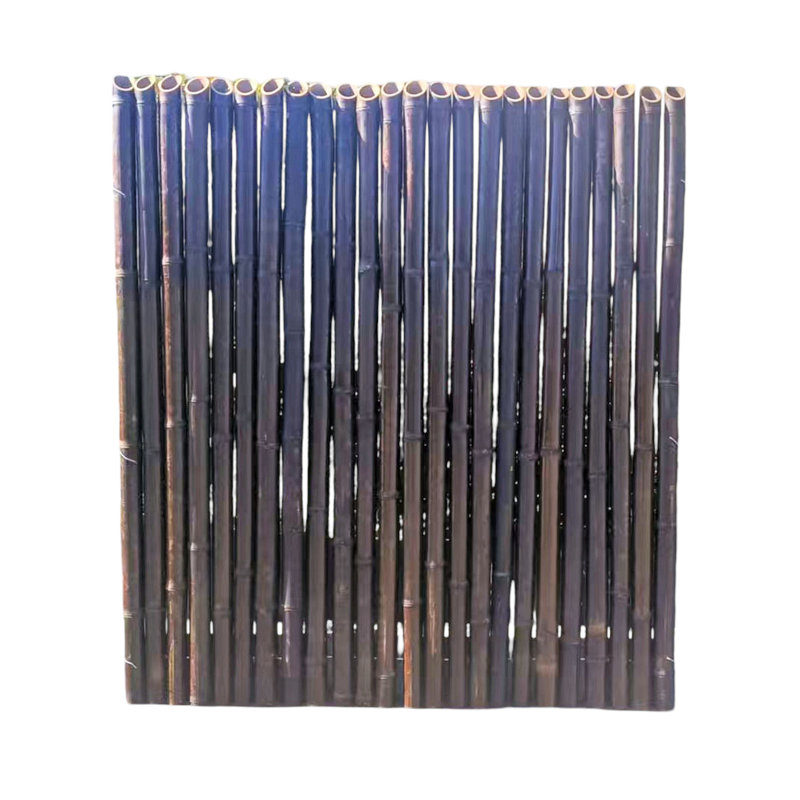 Clôture en bambou carbonisée, H 4 pi x l 4 pi, Noir