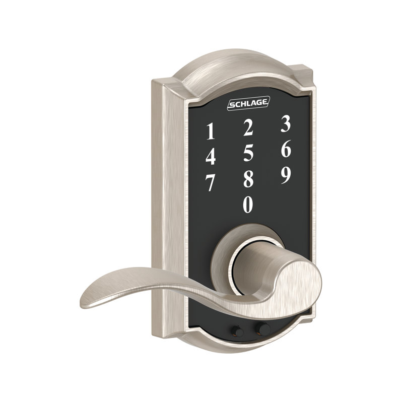 Schlage Touch Keyless Touchscreen Lever with Camelot Trim and Accent Lever, Satin Nickel