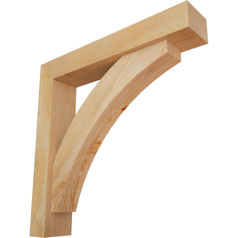 Thorton Block Bracket with Offset Brace, 32 x 32, 6"W Douglas Fir (Rough Sawn)