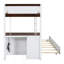 Lit simple superposé simple avec lit gigogne simple, rangement et bureau, blanc et noyer
