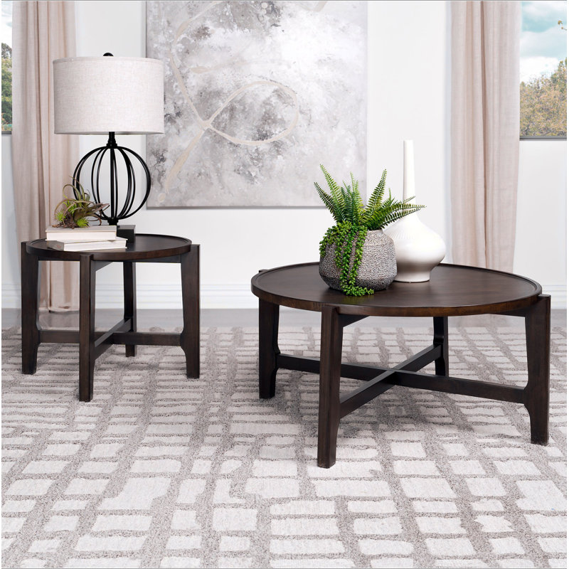 Mavis Dark Brown Round Solid Wood End Table