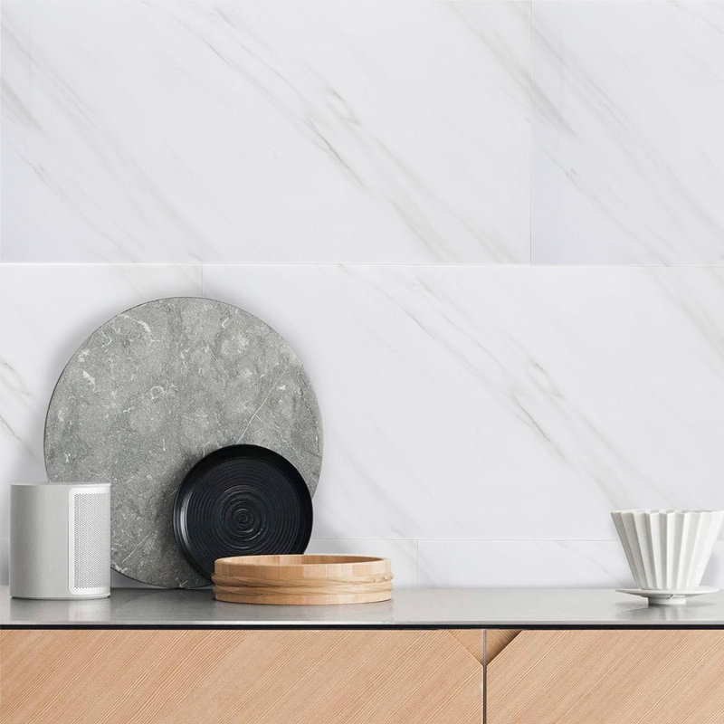 Clayson 5.1 cm x 47 cm Peel and Stick Faux Brick (10-pack), Marble White