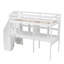 Structure de lit mezzanine avec escalier de rangement, double bureau et tablettes-783489331