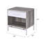 Élégante table de chevet pour chambre à coucher avec tablette ouverte et 1 tiroir, chêne gris, zone de tiroir de rangement à ornements en métal, pièce