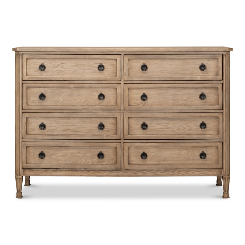 Commode double en bois massif à 8 tiroirs 66 po Vineyard