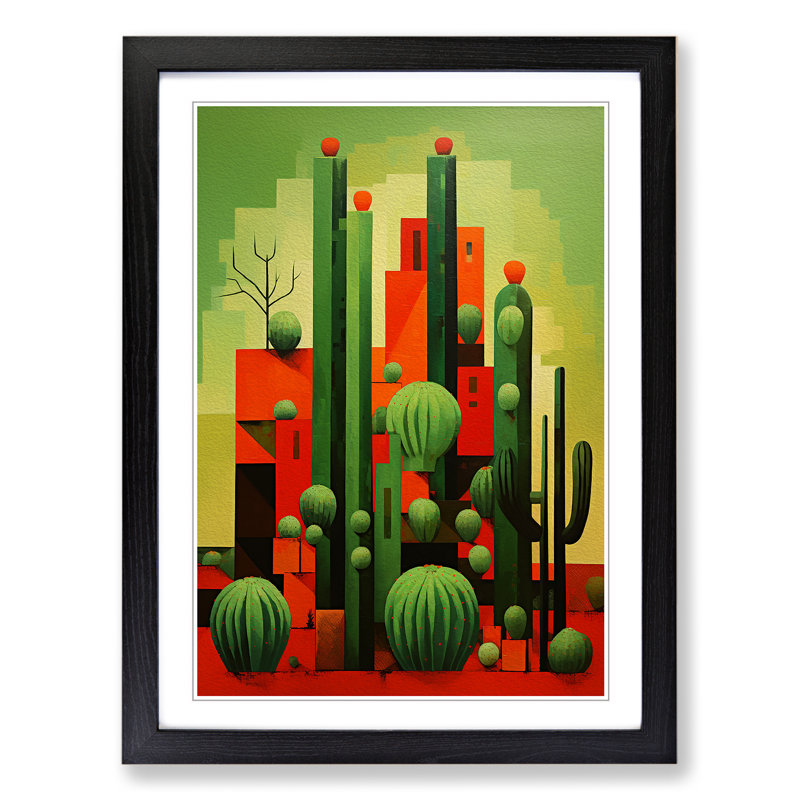 Cactus Constructivism - Framed Print, Black Framed, 46cm H x 34cm W x 2cm D
