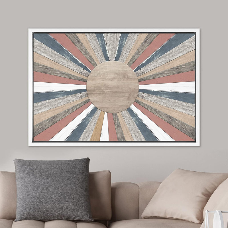 Sun And Moon " Western Decor Wood Effect Panel Shining Pastel Rainbow Sun Nature Artwork Art Modern Decor Zen ", White